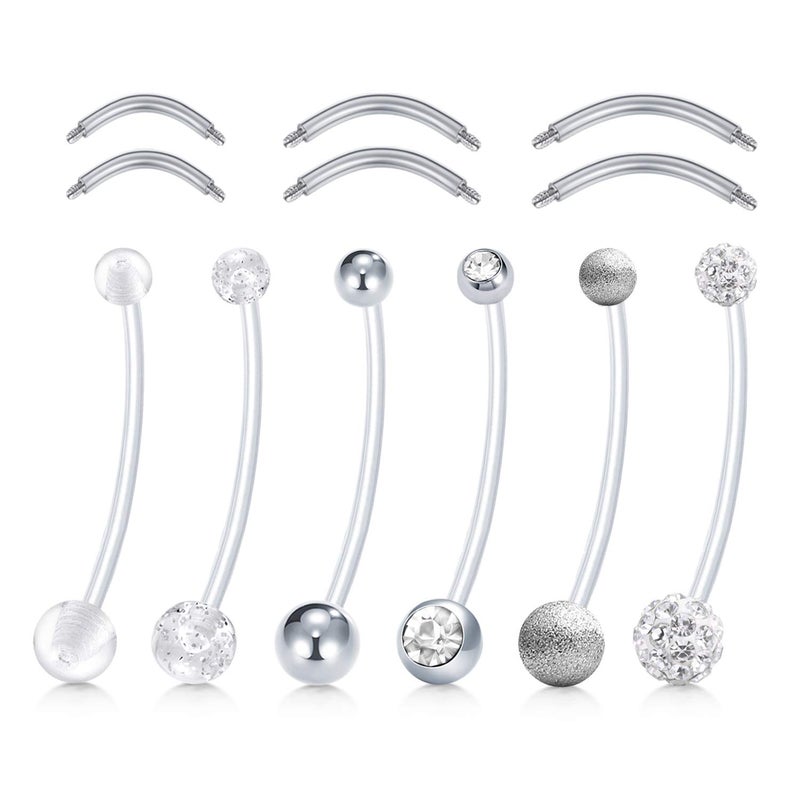 D.Bella 14G Pregnancy Belly Button Rings 38mm Flexible Bioplast Maternity Navel Rings Retainer for Women Stainless Steel Replacement Bars - Image 1